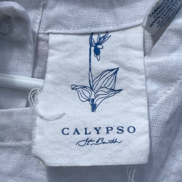 Calypso St Barth White Linen Embroidered Shell Blouse Size M - Picture 3 of 7